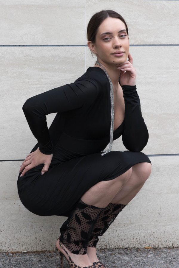 MORENA CRNA TRIKOTAŽNA HALJINA - Image 4